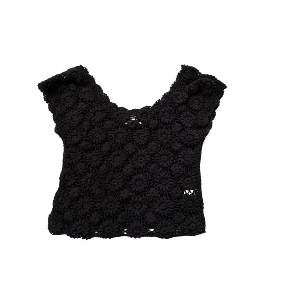 NWOT Free People Black Crochet Sleeveless Top L